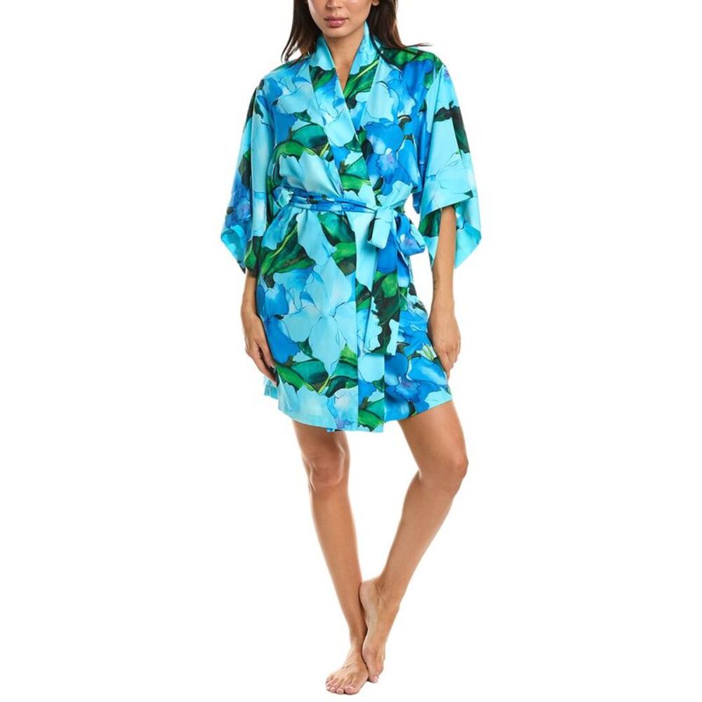 Natori Womens Printed Robe, Blue